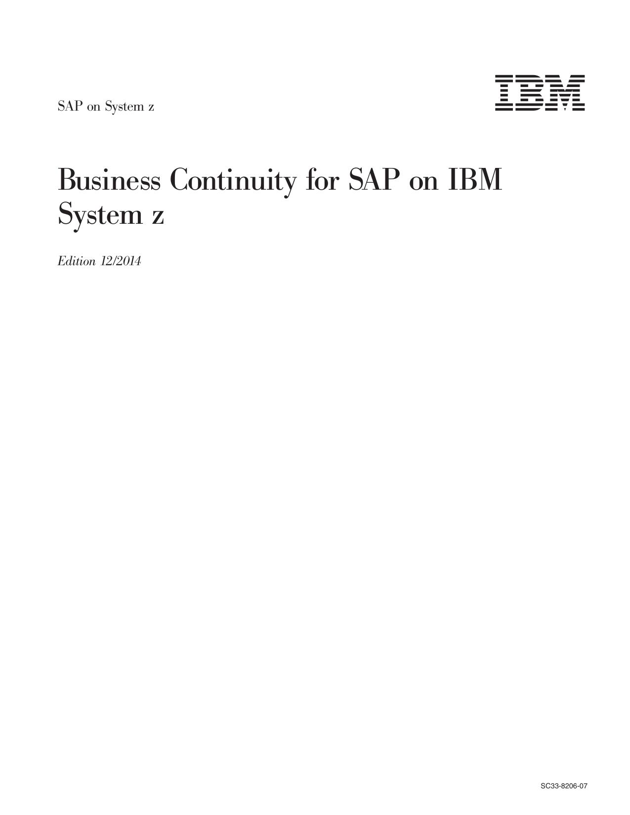 Business Continuity for SAP on IBM System z