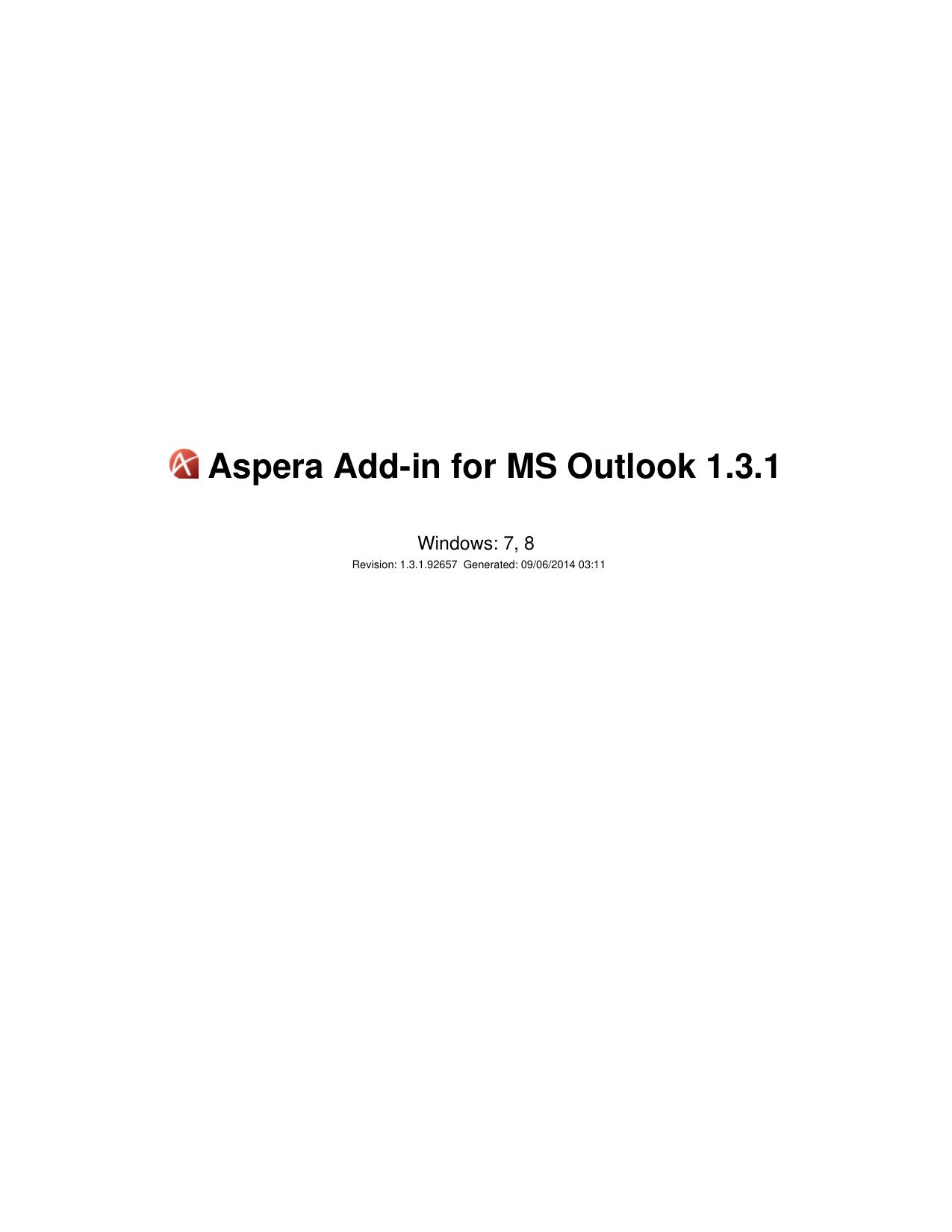 Aspera Add-in for MS Outlook