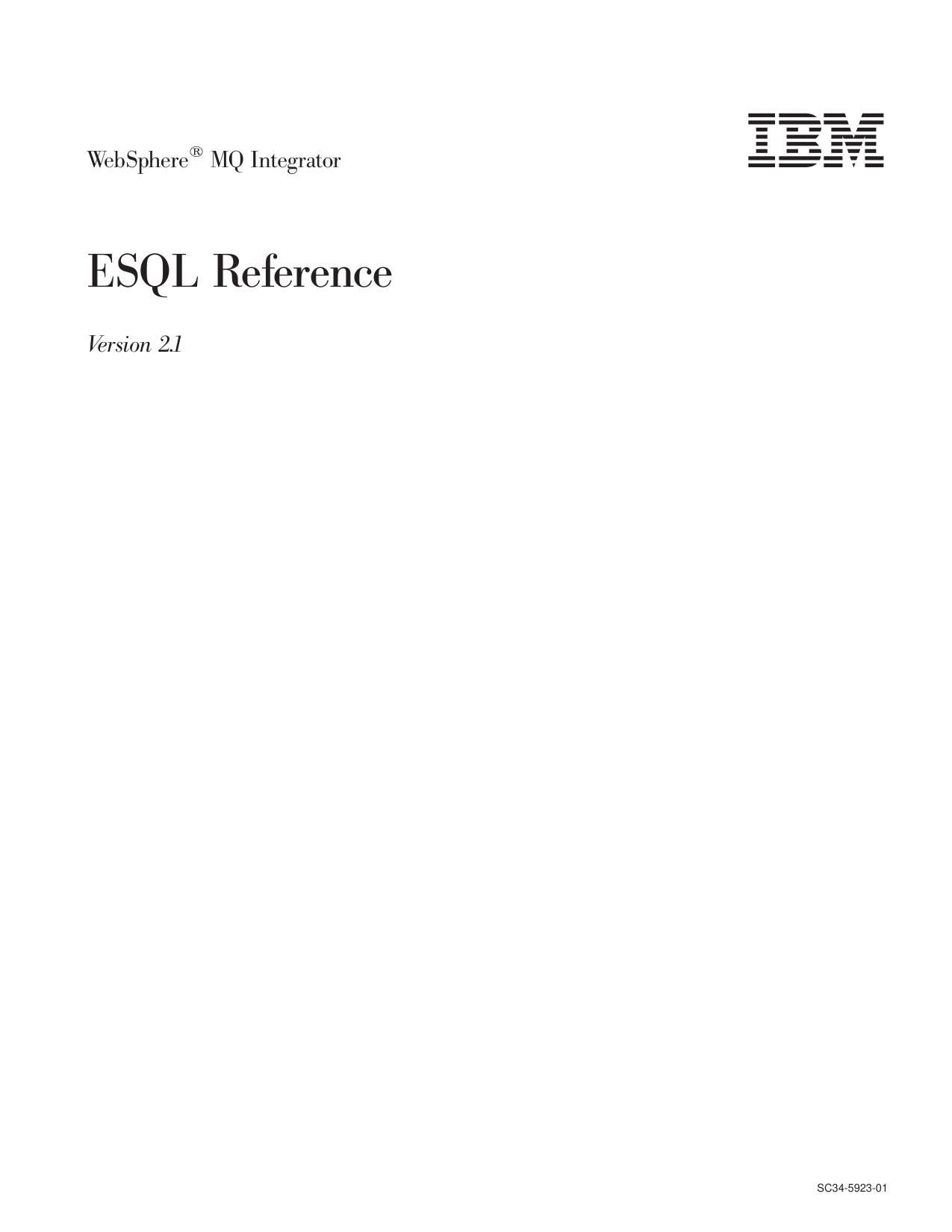 WebSphere MQ Integrator ESQL Reference