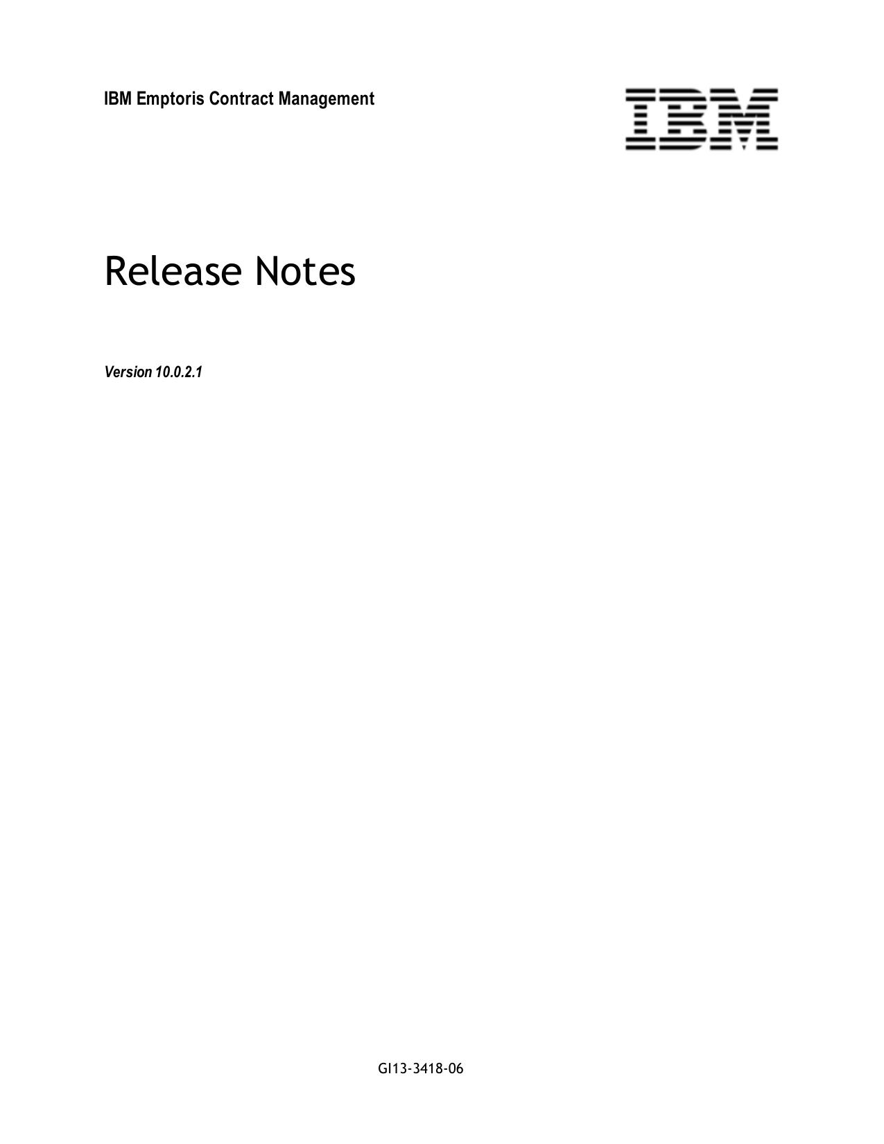 IBM Emptoris Contract Management 10.0.2.1 Release Notes