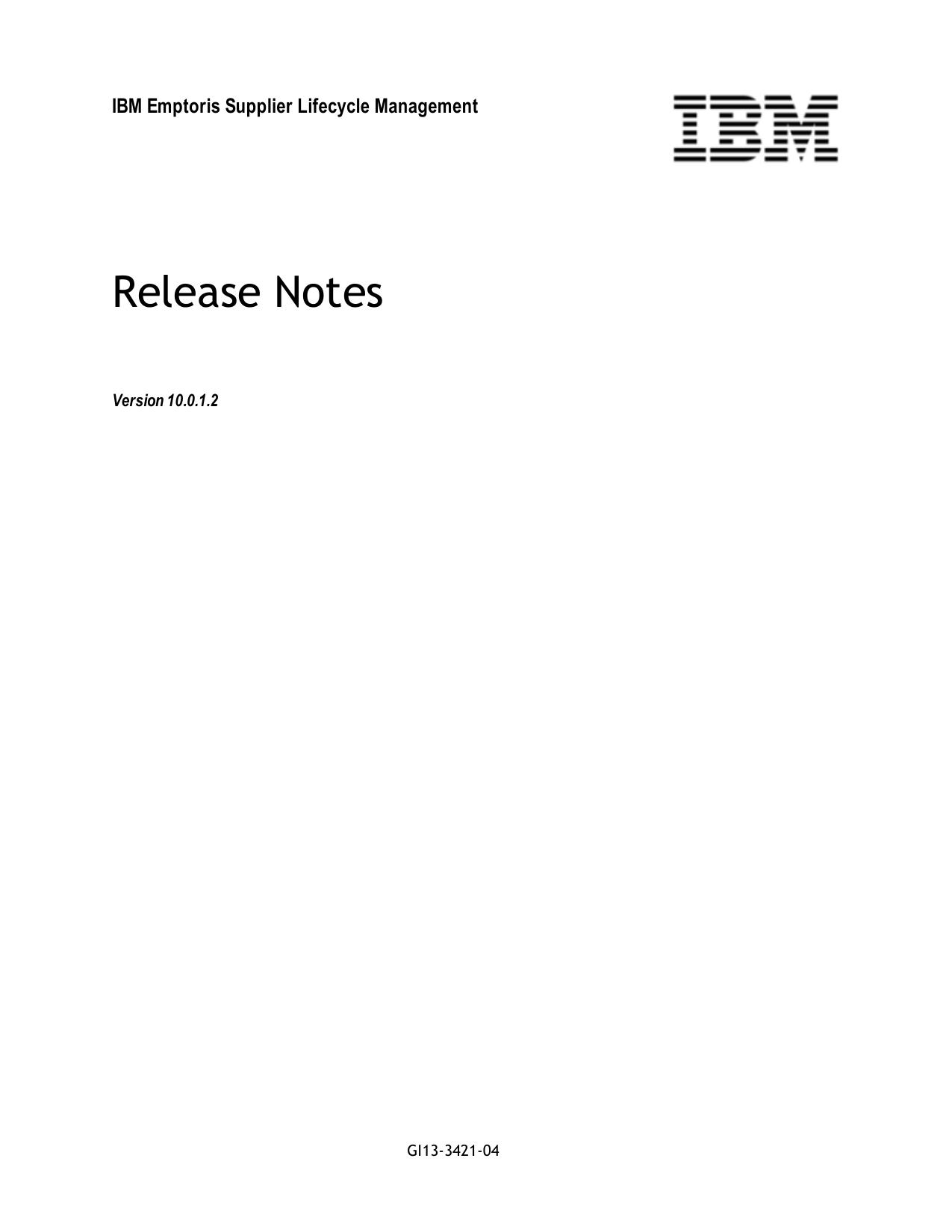 IBM Emptoris Supplier Lifecycle Management 10.0.1.2 Release Notes