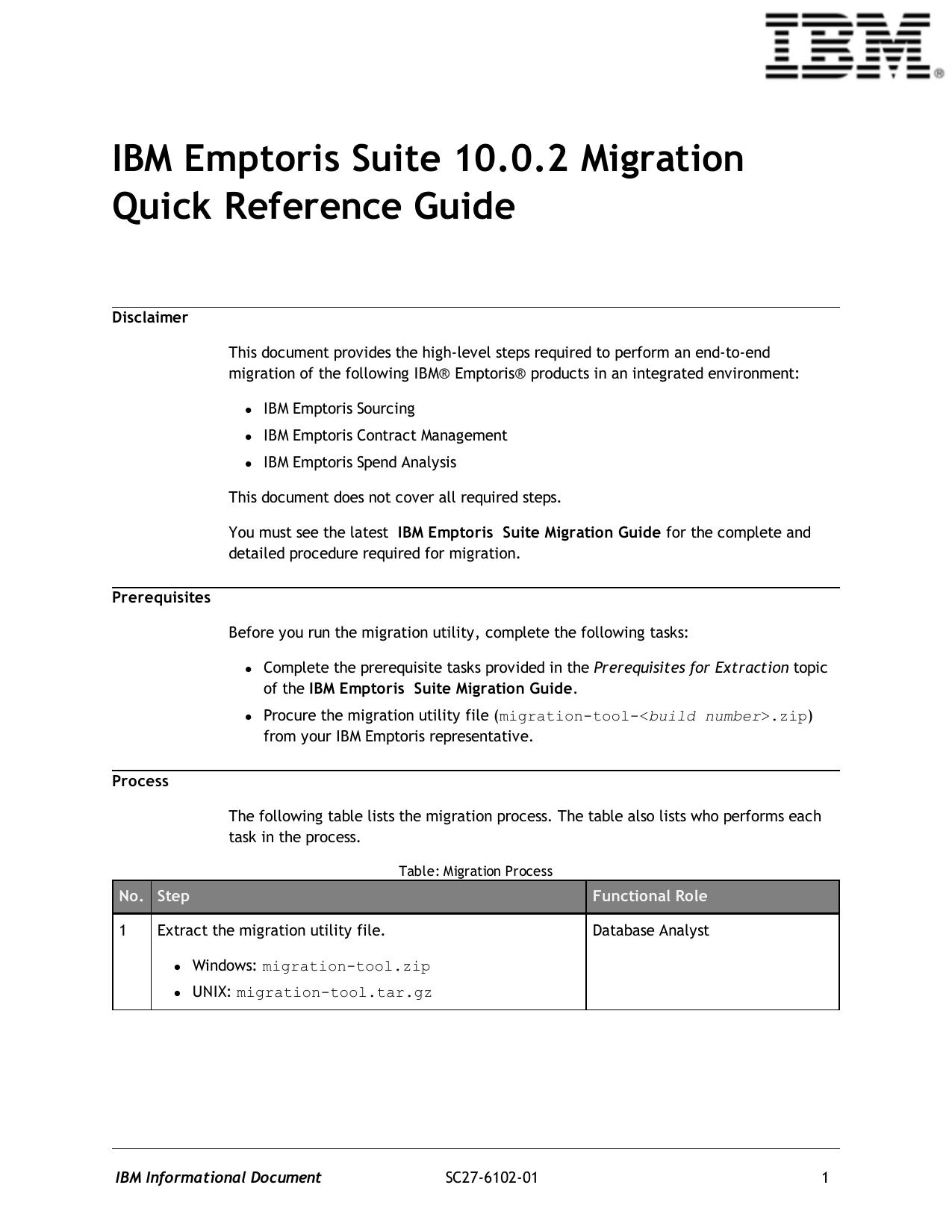 IBM Emptoris Suite 10.0.2 Migration Quick Reference Guide
