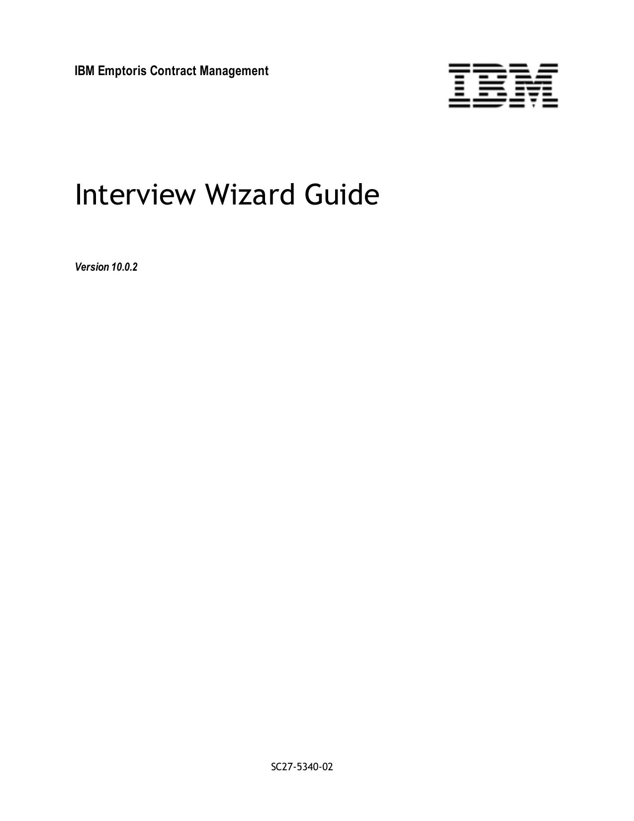 IBM Emptoris Contract Management 10.0.2 Interview Wizard User Guide