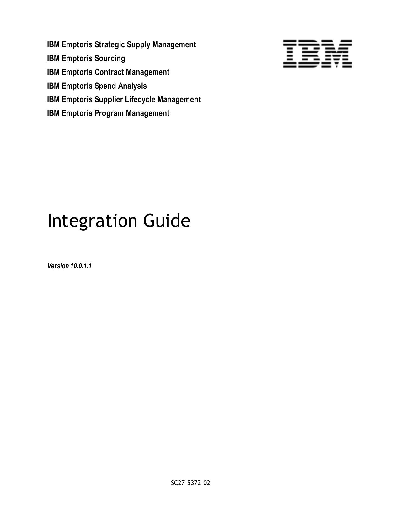 IBM Emptoris Suite 10.0.1.1 Integration Guide