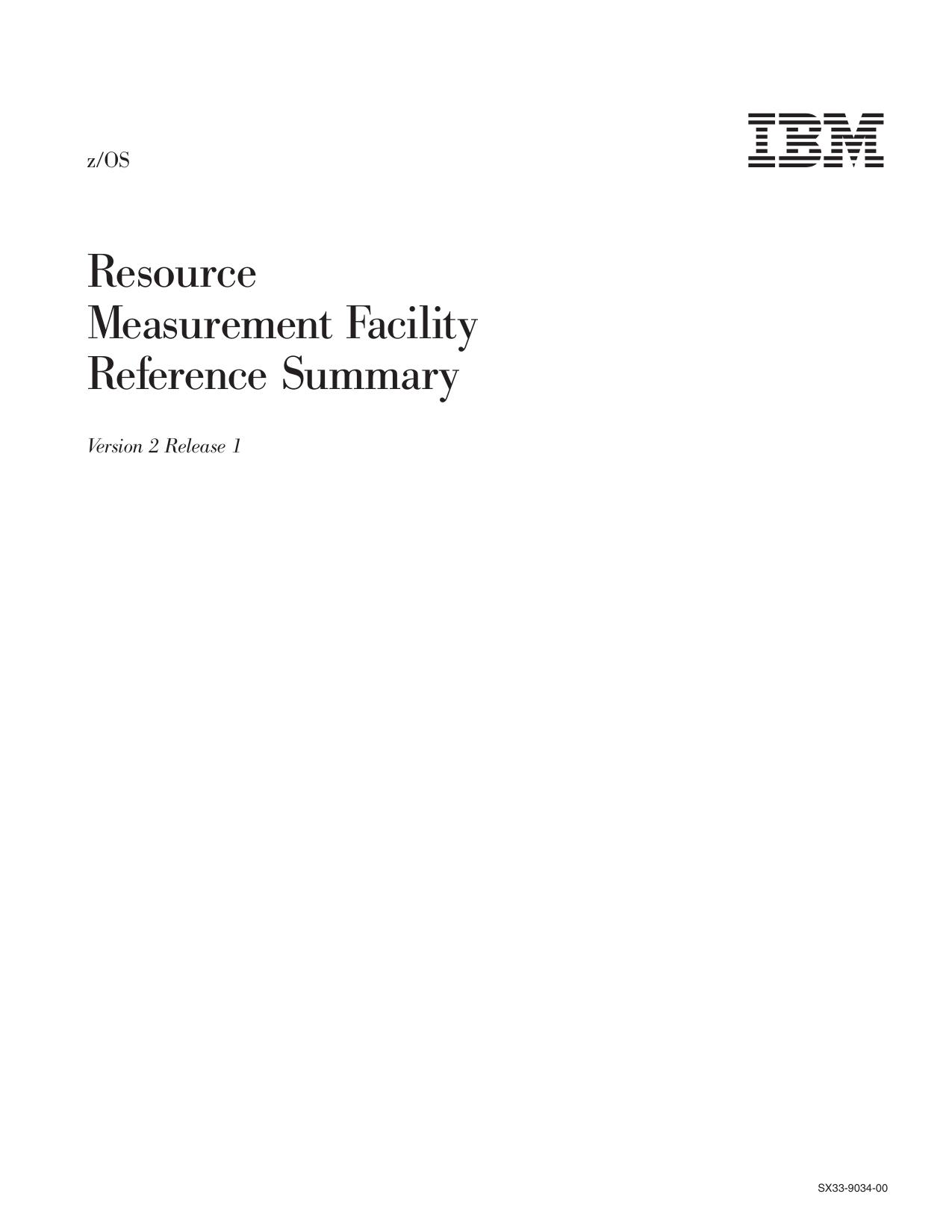 z/OS V2R1.0 RMF Reference Summary