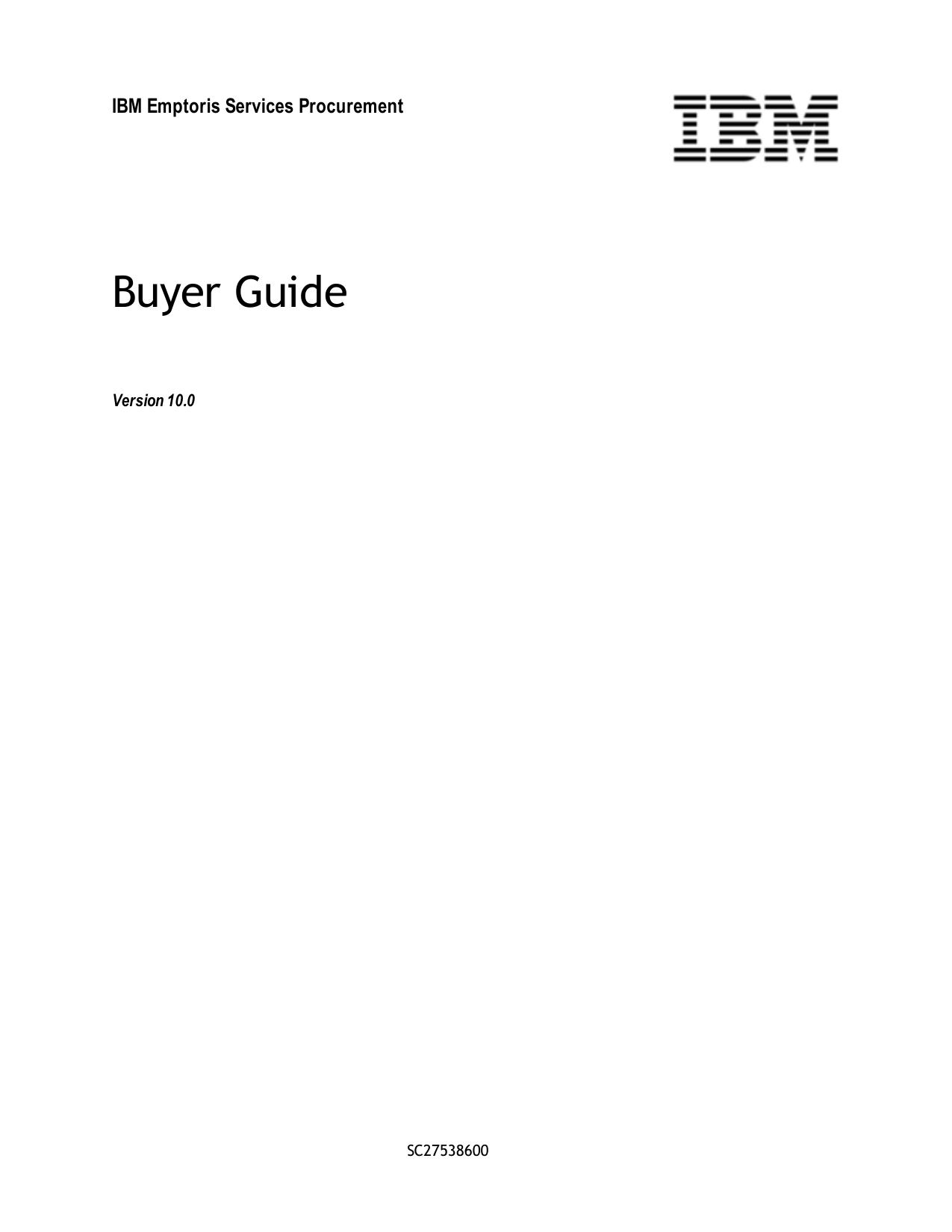 IBM Emptoris Services Procurement 10.0 Buyer Guide