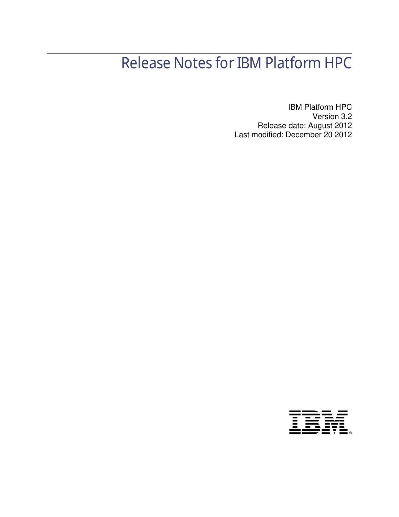 Release Notes for IBM Platform HPC