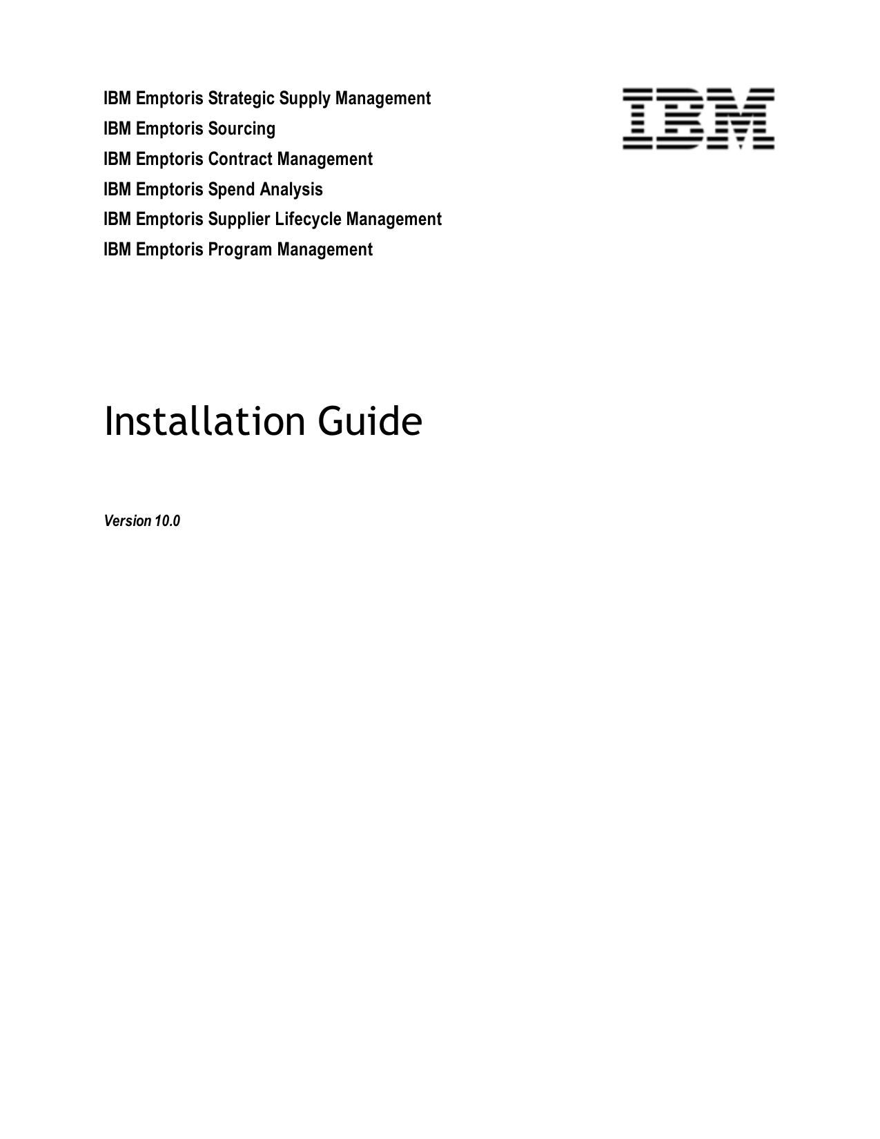 IBM Emptoris Suite 10.0 Installation Guide