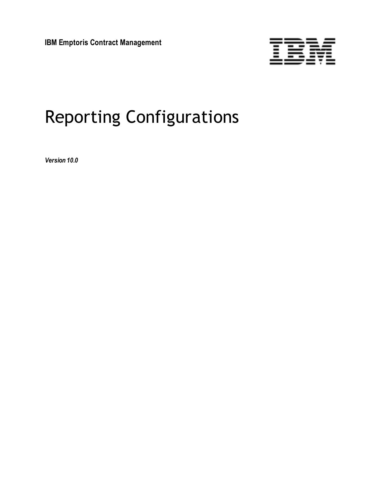 IBM Emptoris Suite 10.0 Reporting Configurations