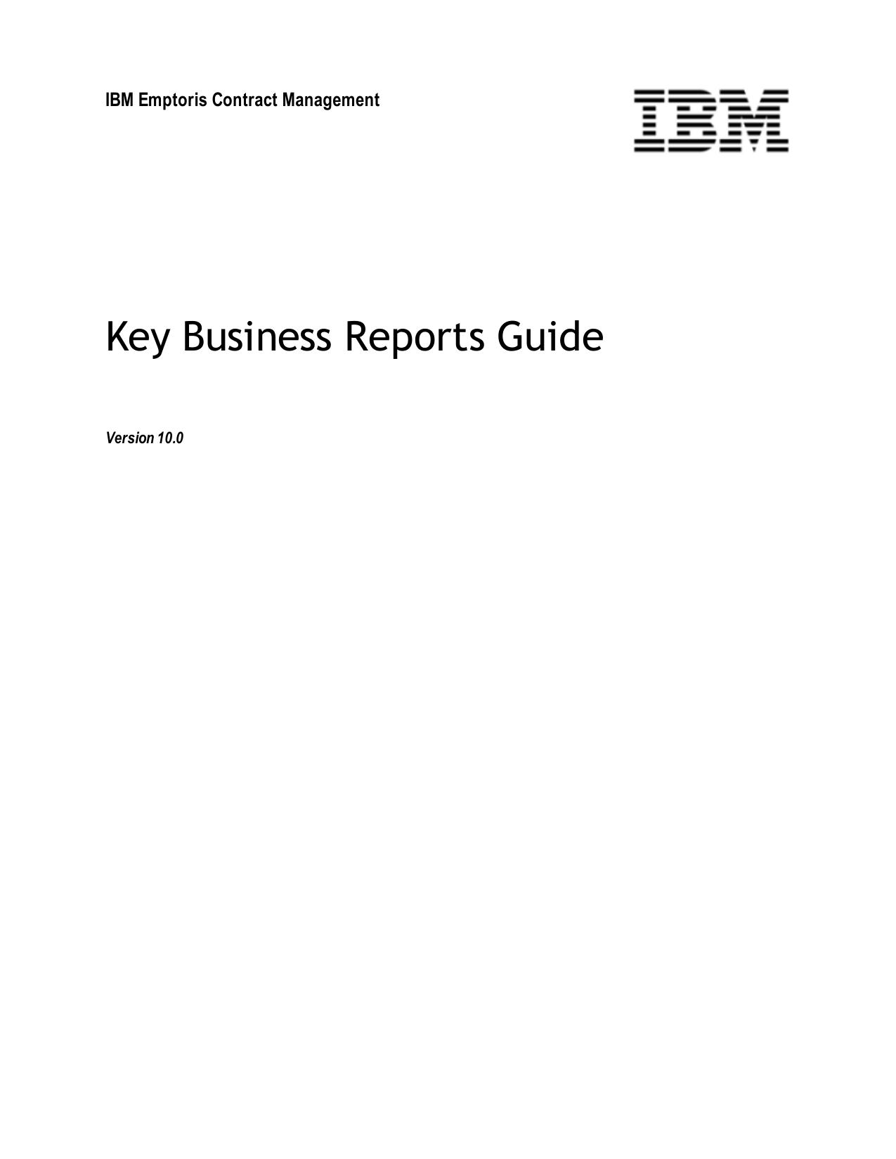 IBM Emptoris Contract Management 10.0 Key Business Reports Guide