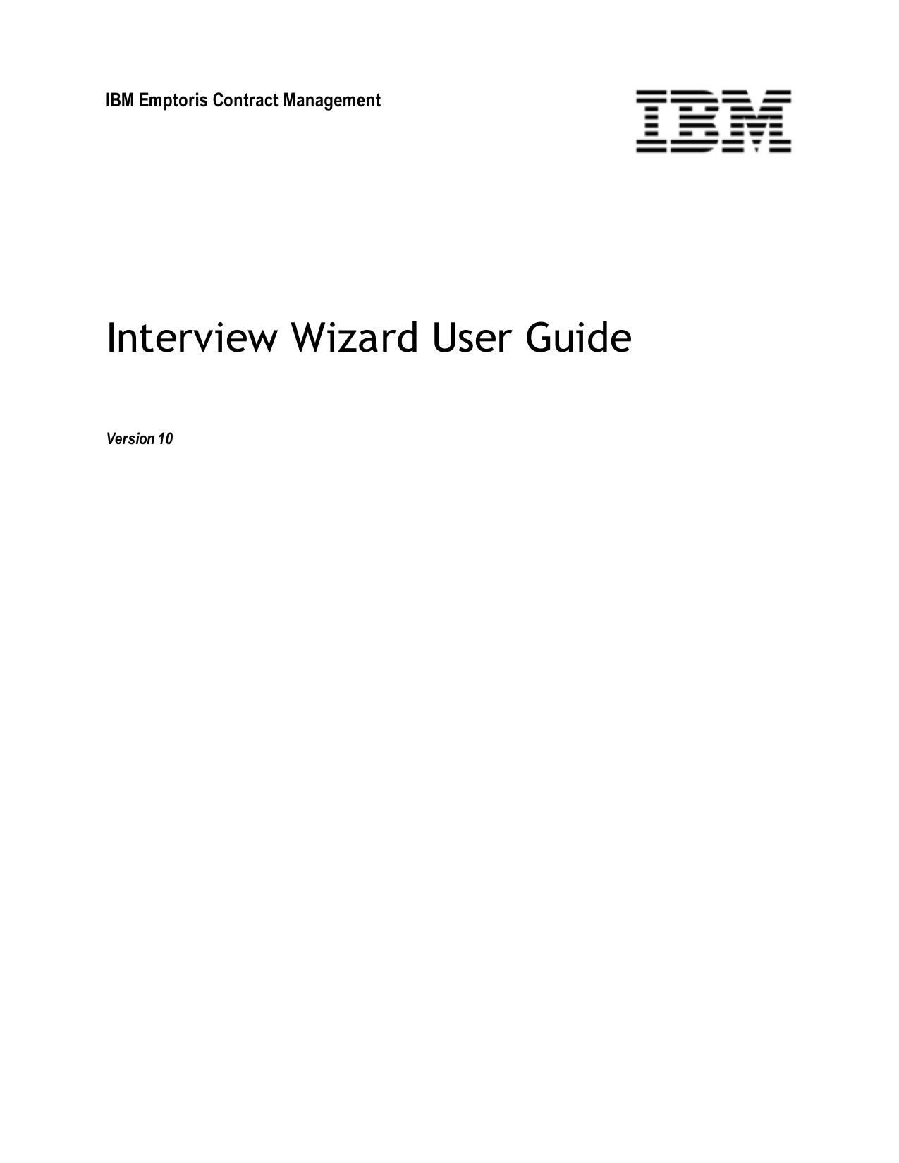 IBM Emptoris Contract Management 10.0 Interview Wizard User Guide