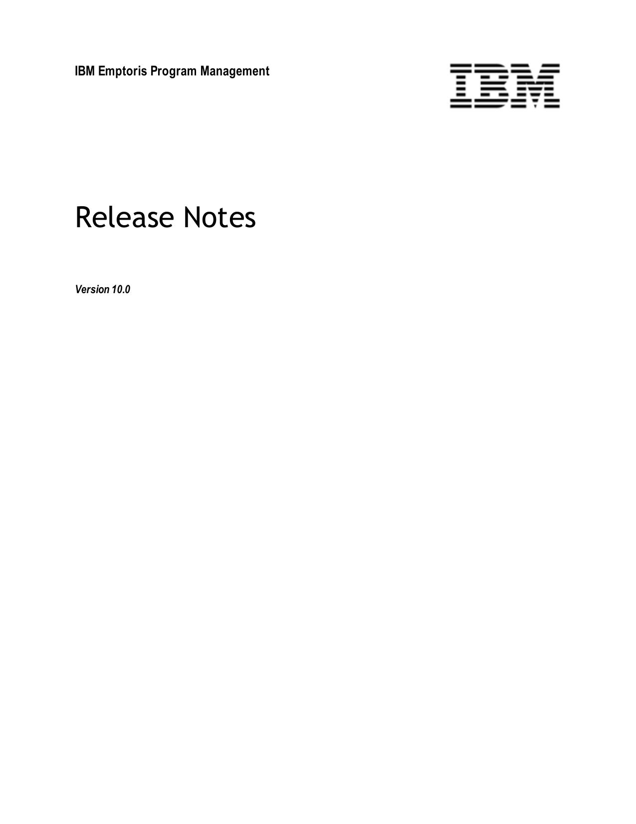 IBM Emptoris Program Management 10.0 Release Notes