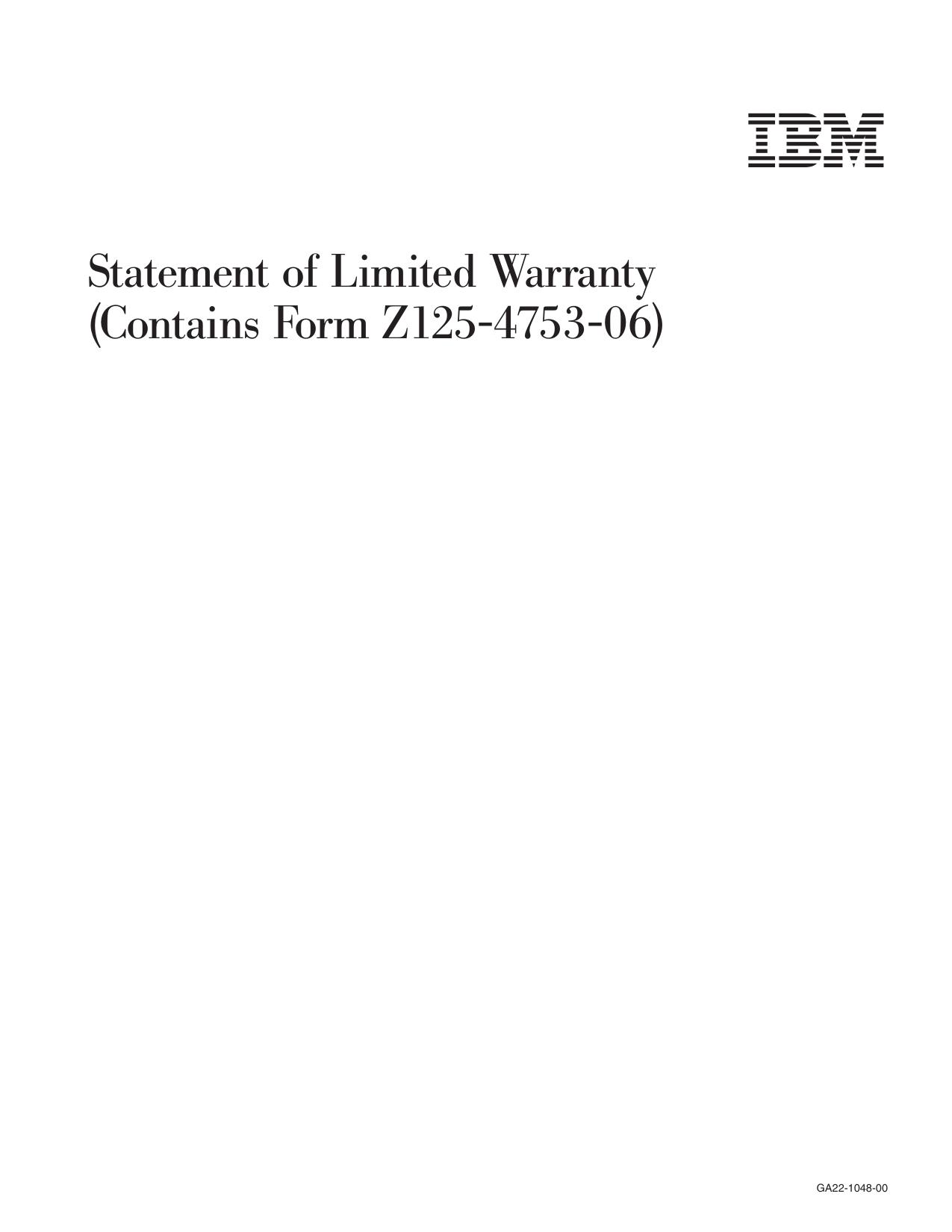 : Statement of Limited Warranty
