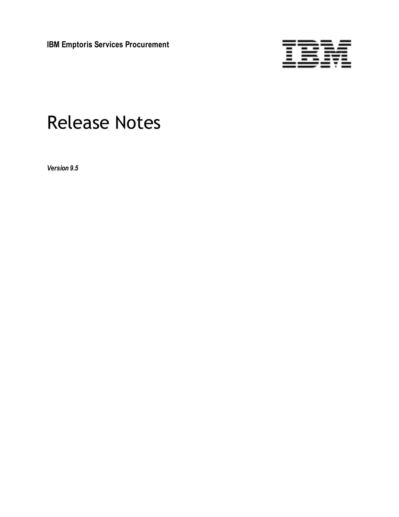 IBM Emptoris Services Procurement 9.5 Release Notes