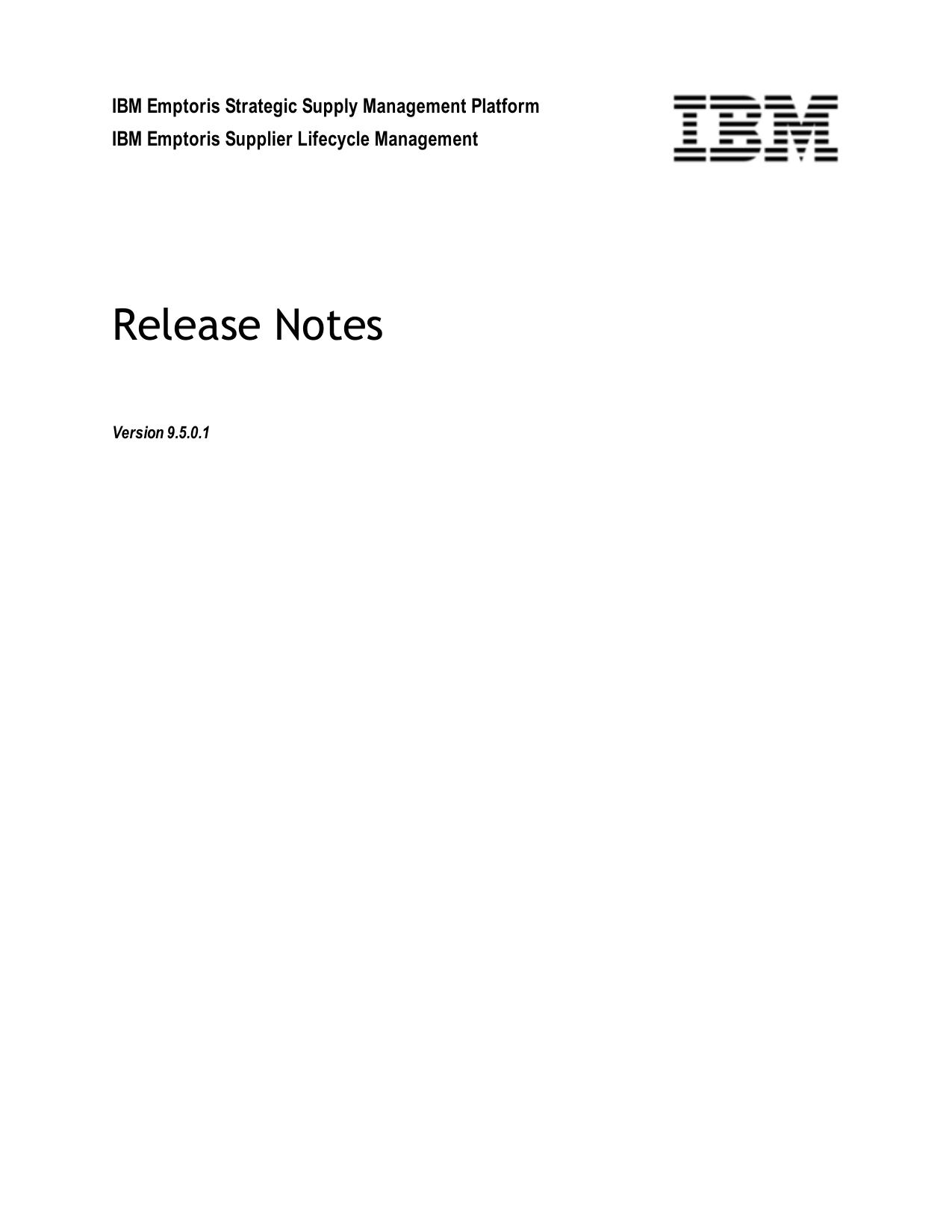 IBM Emptoris Supplier Lifecycle Management 9.5.0.1 Release Notes