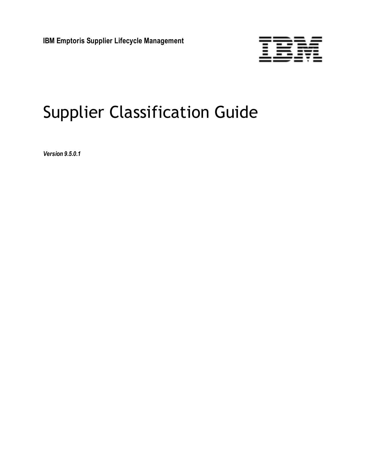 IBM Emptoris Supplier Lifecycle Management Supplier Classification Guide