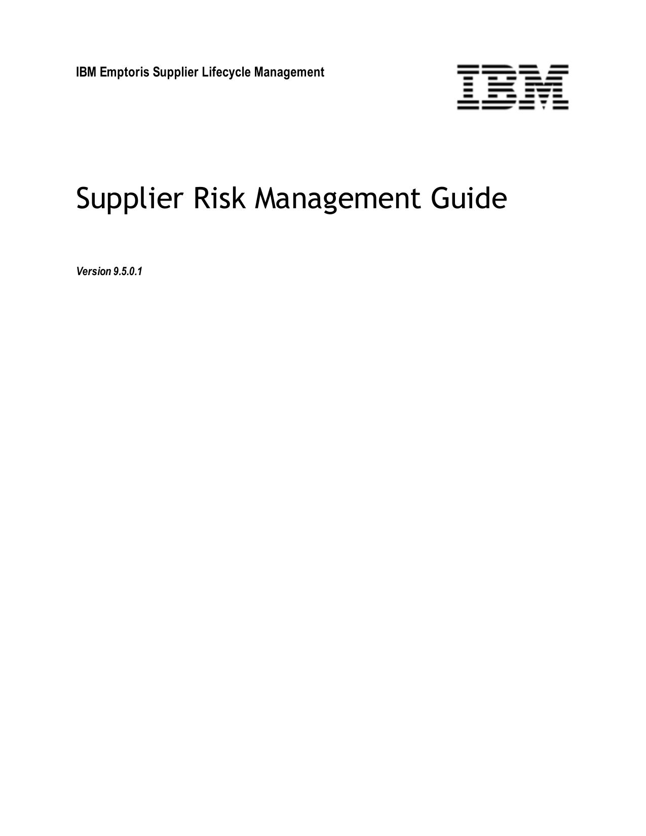 IBM Emptoris Supplier Lifecycle Management Supplier Risk