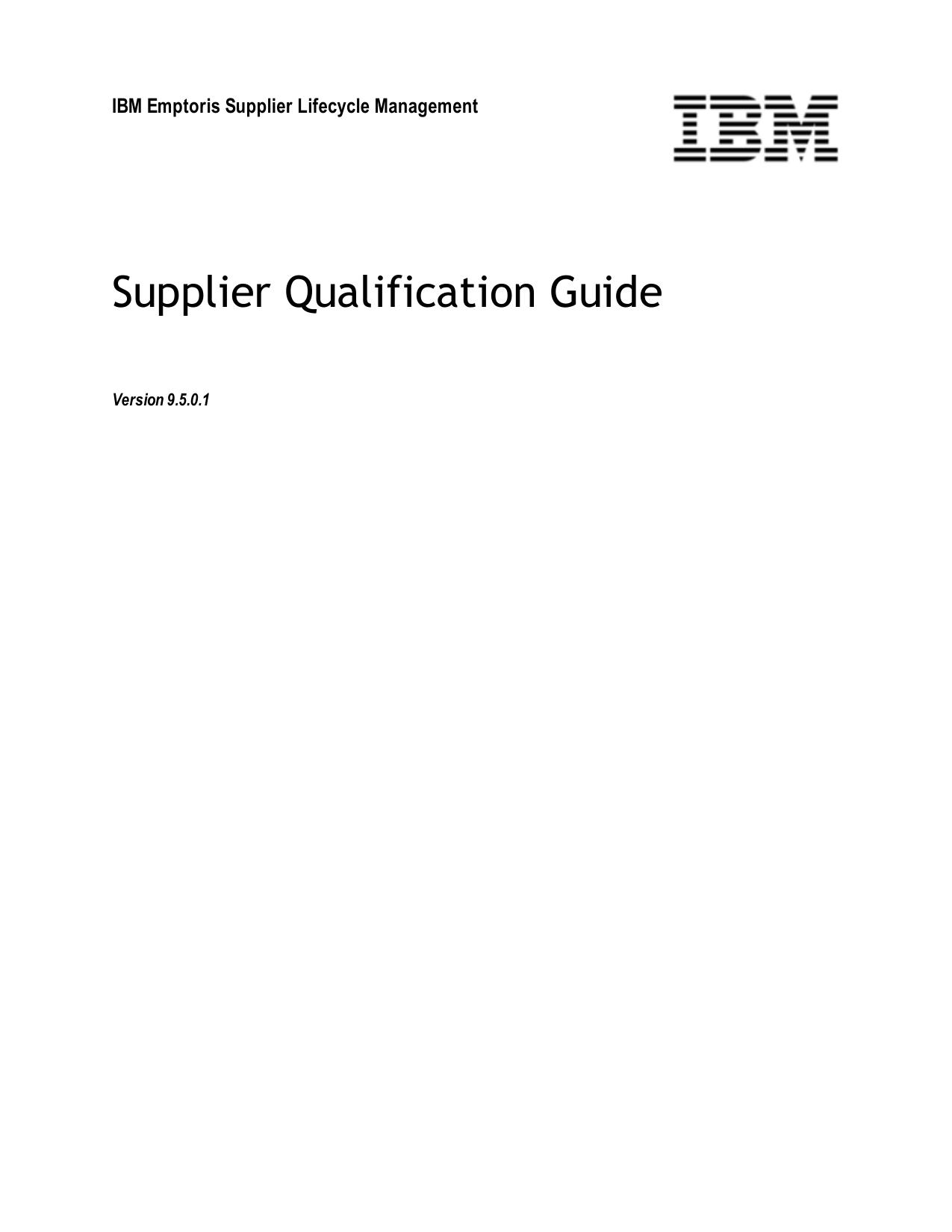 IBM Emptoris Supplier Lifecycle Management Supplier Qualification Guide
