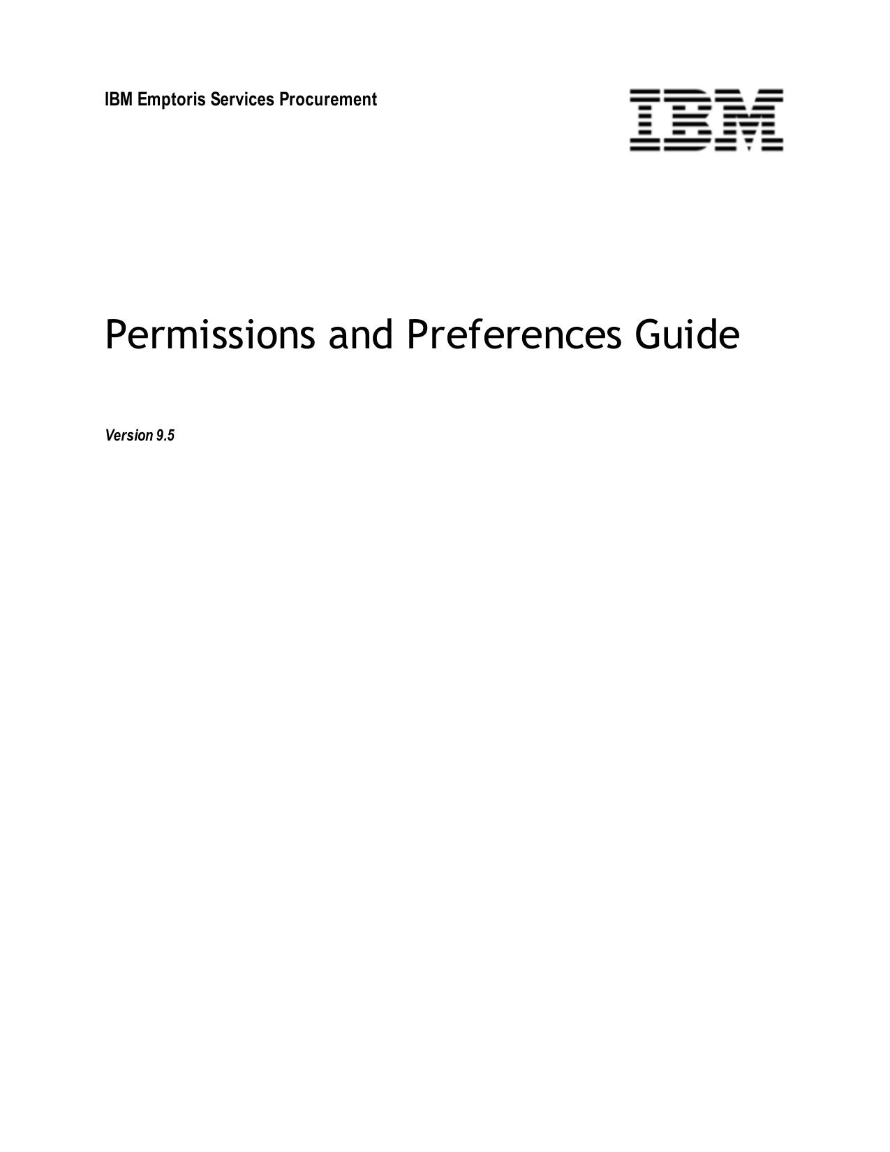 IBM Emptoris Services Procurement 9.5 Permissions and Preferences Guide