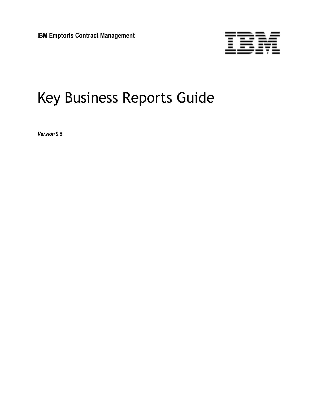 IBM Emptoris Contract Management 9.5 Key Business Reports Guide