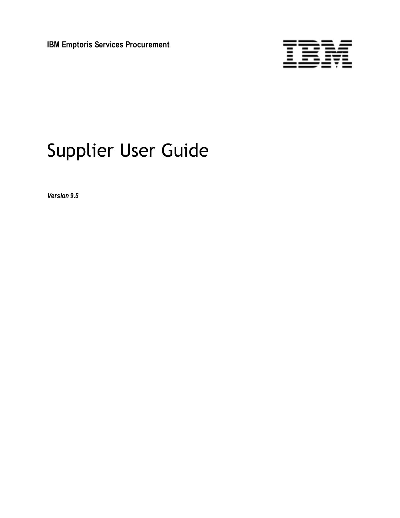 Emptoris Services Procurement 9.5 Supplier User Guide
