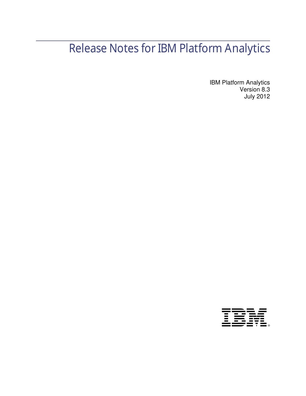 Release Notes for IBM Platform Analytics