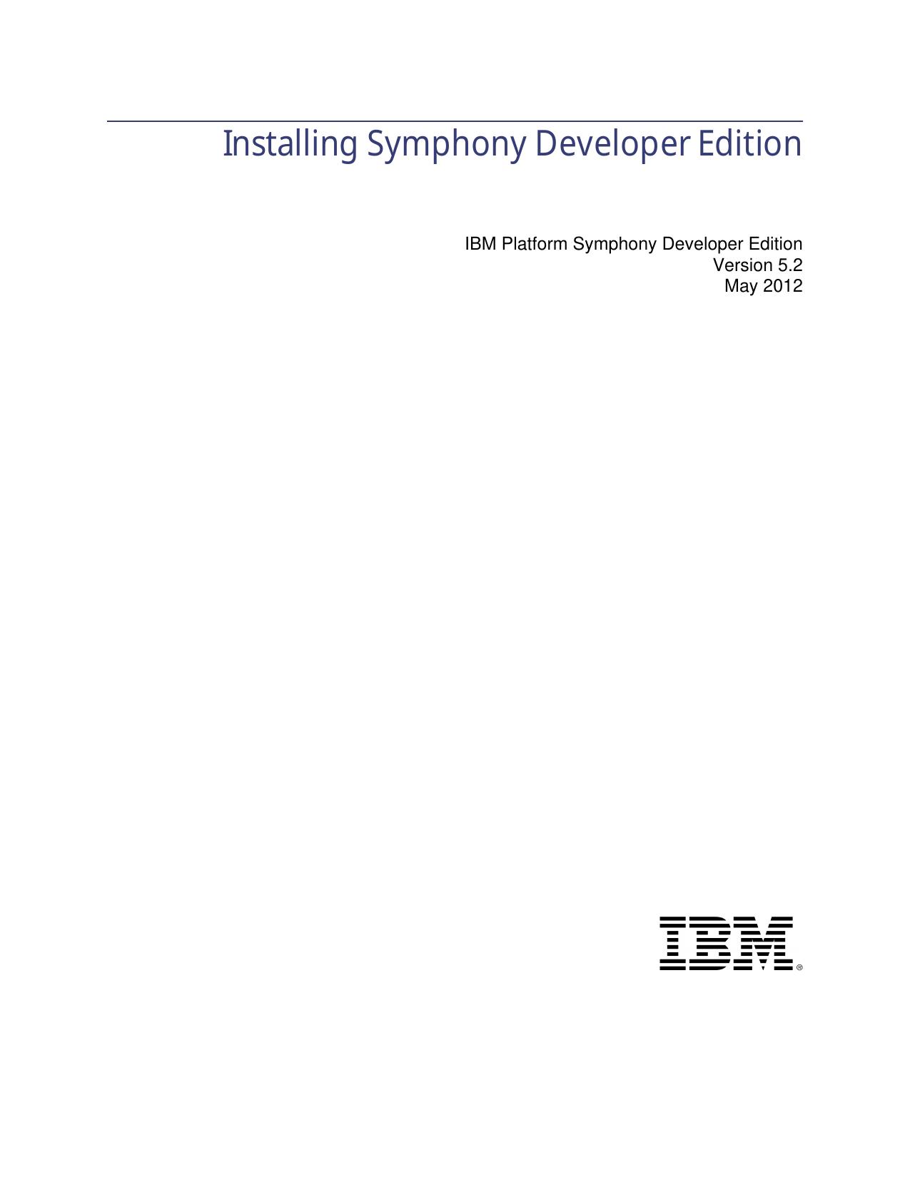 Installing Symphony Developer Edition