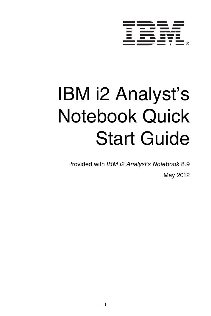 IBM i2 Analyst's Notebook Quick Start Guide