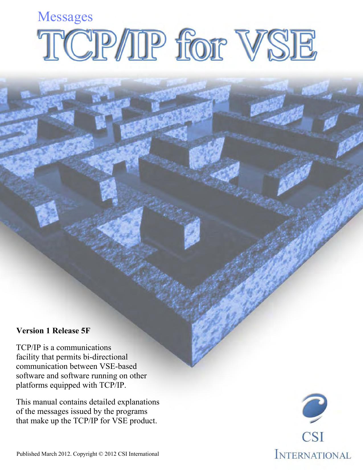 TCP/IP for VSE 1.5F Messages